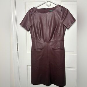 Ann Taylor Deep Burgundy Faux Leather Midi Dress